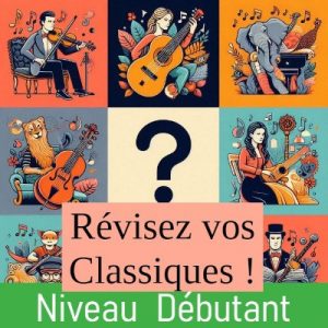 Illustration d’un quiz de culture générale sur la musique, niveau débutant